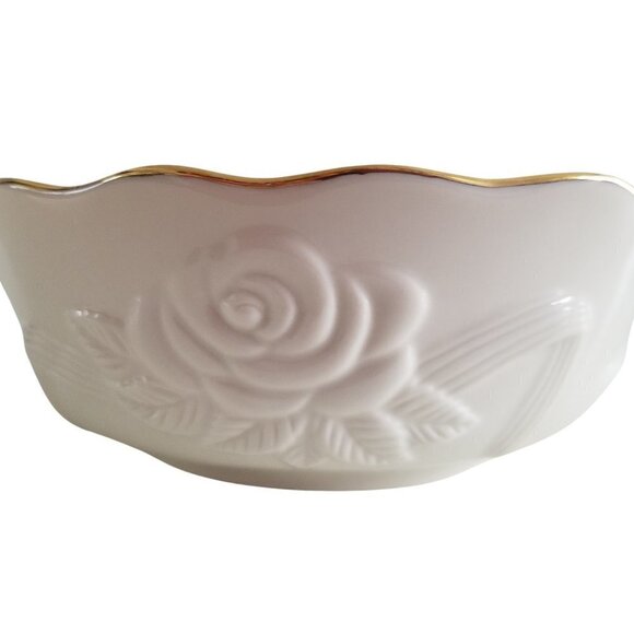 Lenox Collectible Gift White China Rose Candy Dish - Picture 1 of 11